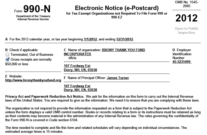 IRS Form 990-N